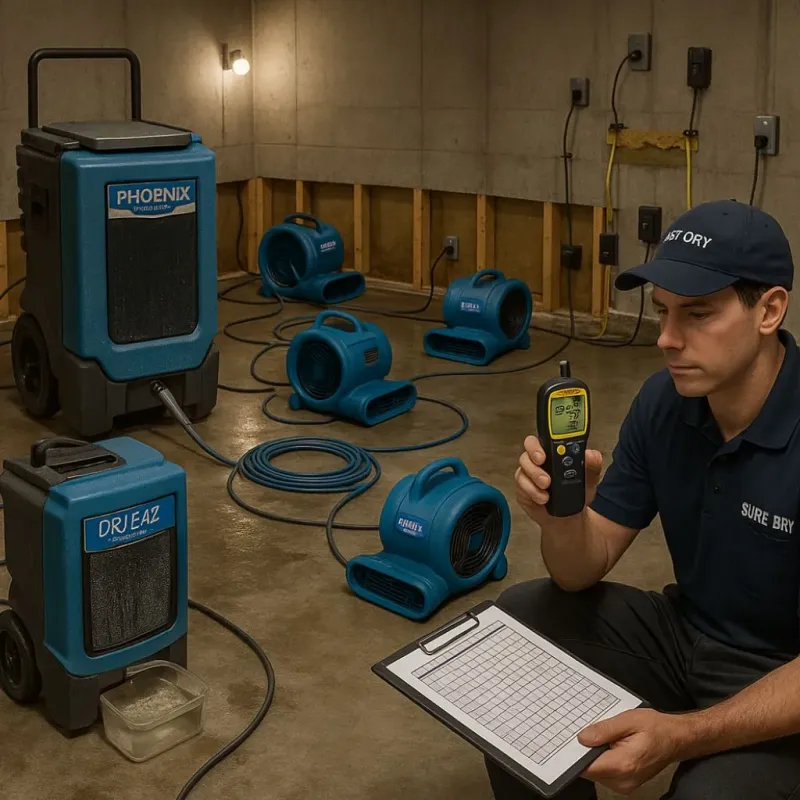 Structural Drying and Dehumidification process in Paris, AR